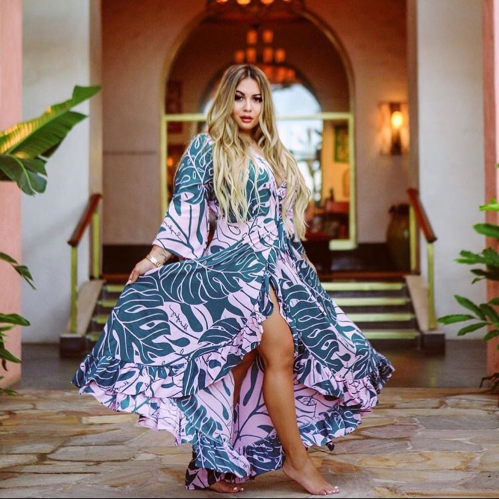 Lexbreezy Monstera Wrap Dress